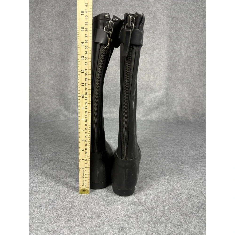 Style #17967 Tall Back Zip Rain Boots 8‎ Black Waterproof Rubber